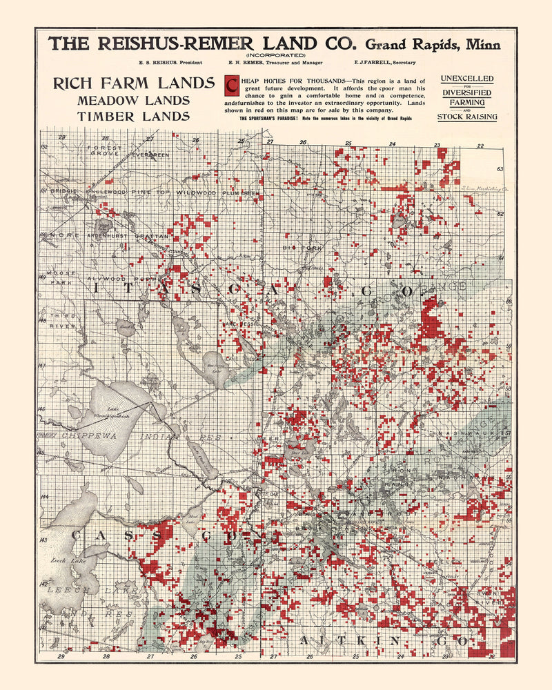Size comparison using Vintage Map of Itasca County, Minnesota 1908