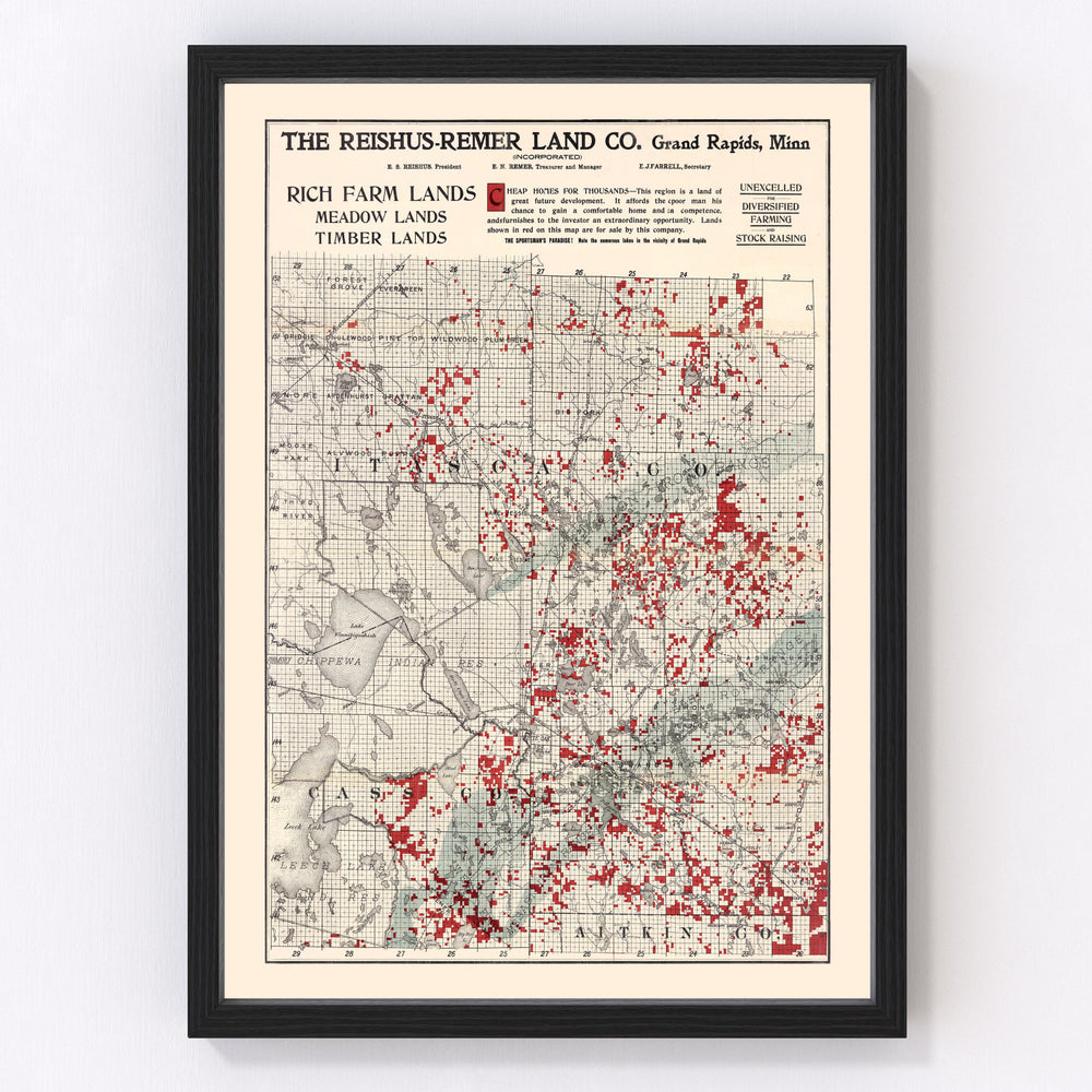 Itasca County Vintage Map 1908