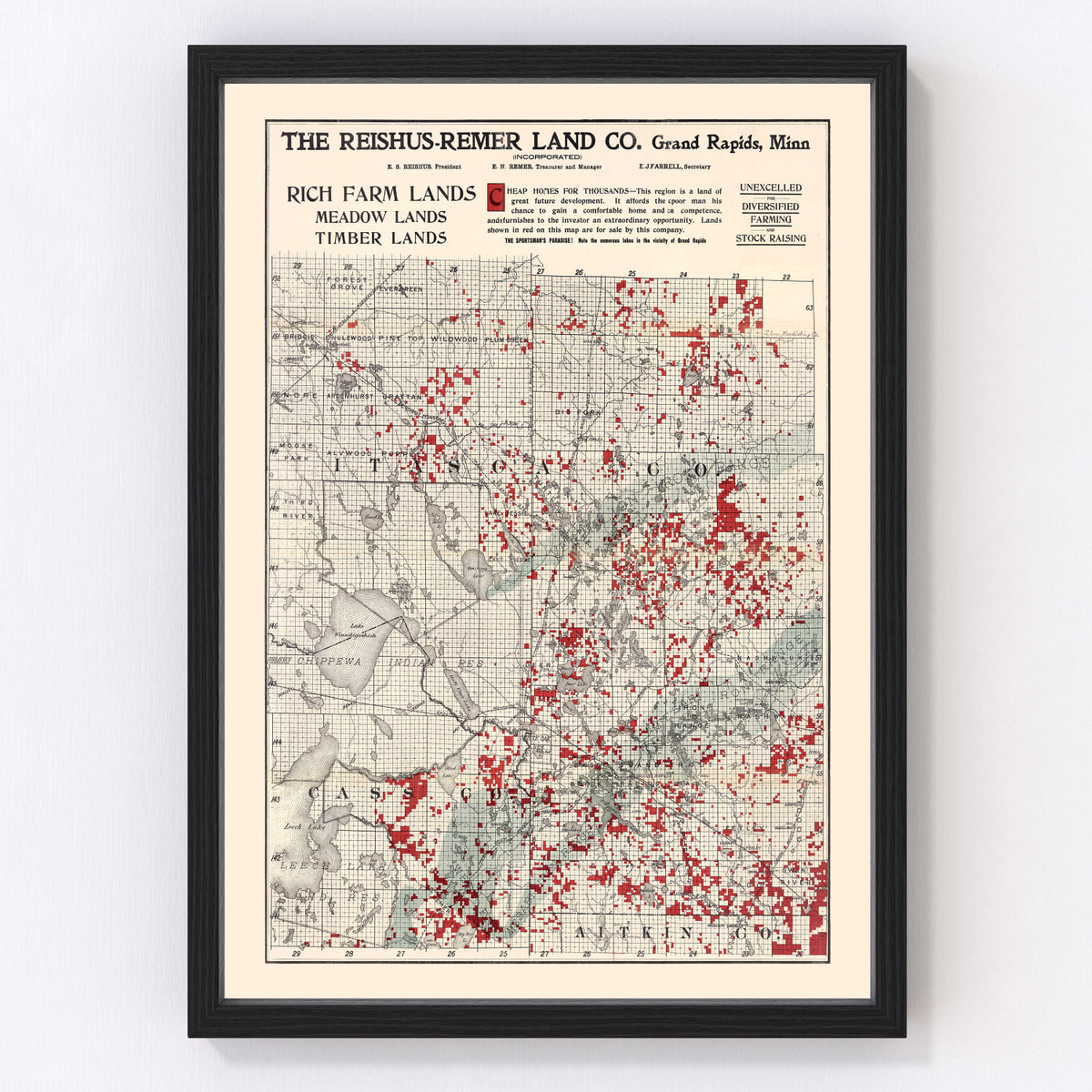 Itasca County Vintage Map 1908