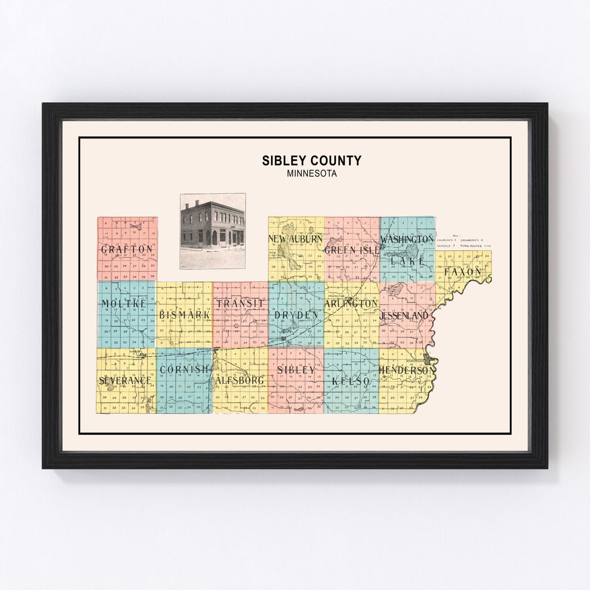 Sibley County Vintage Map 1907