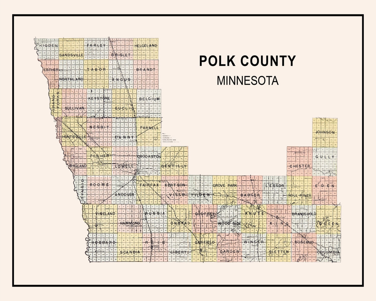 Preview of Vintage Map of Polk County, Minnesota 1907