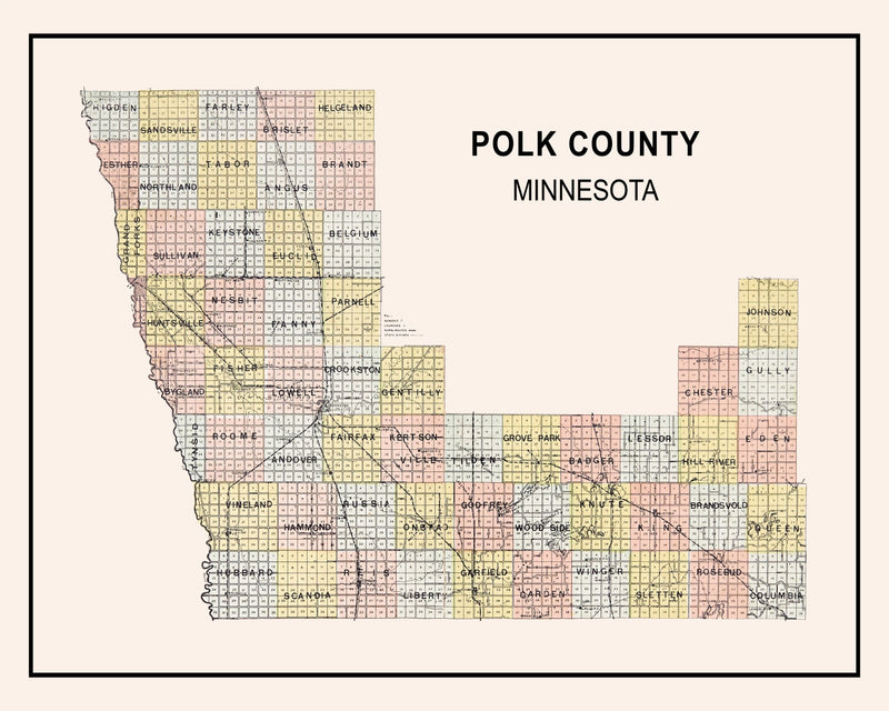 Size comparison using Vintage Map of Polk County, Minnesota 1907