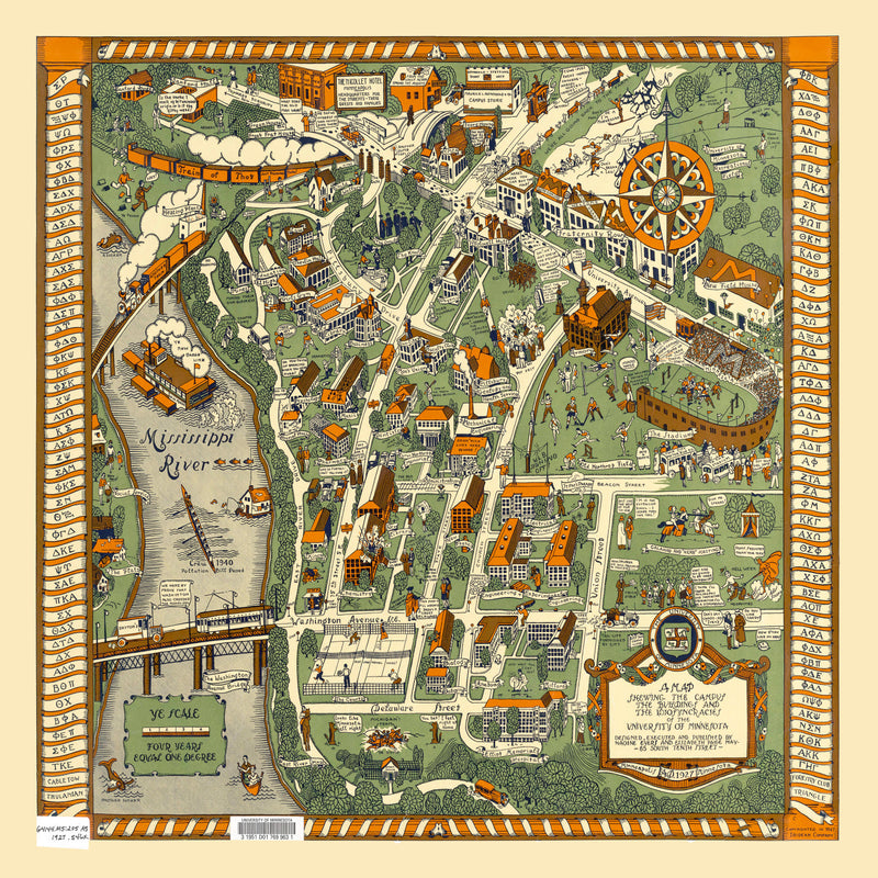 Size comparison using University of Minnesota Campus Map 1927