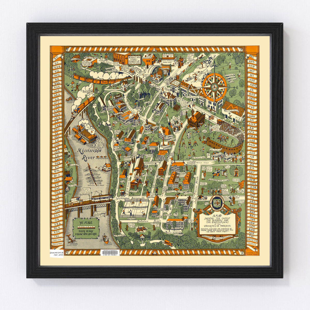 University of Minnesota Vintage Map 1927