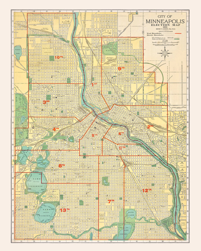Size comparison using Vintage Map of Minneapolis, Minnesota 1924