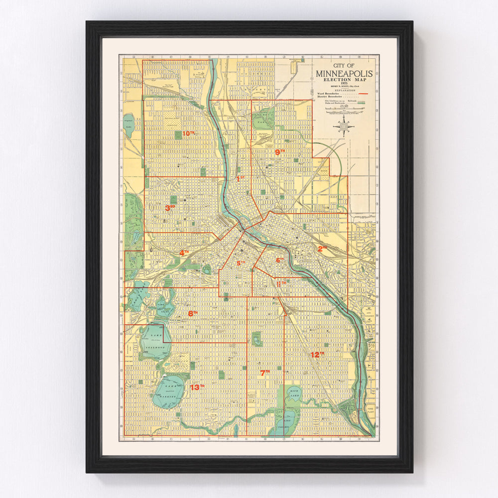 Minneapolis Vintage Map 1924