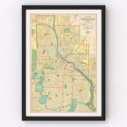 Minneapolis Vintage Map 1924