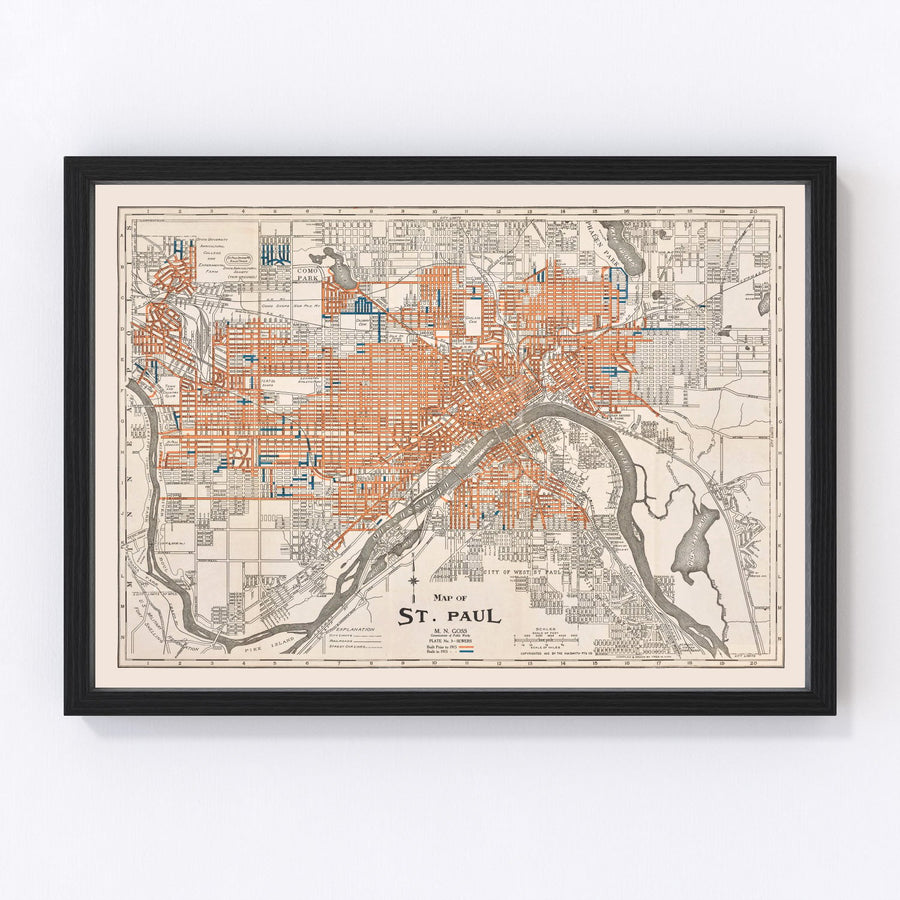 St. Paul Vintage Map 1915