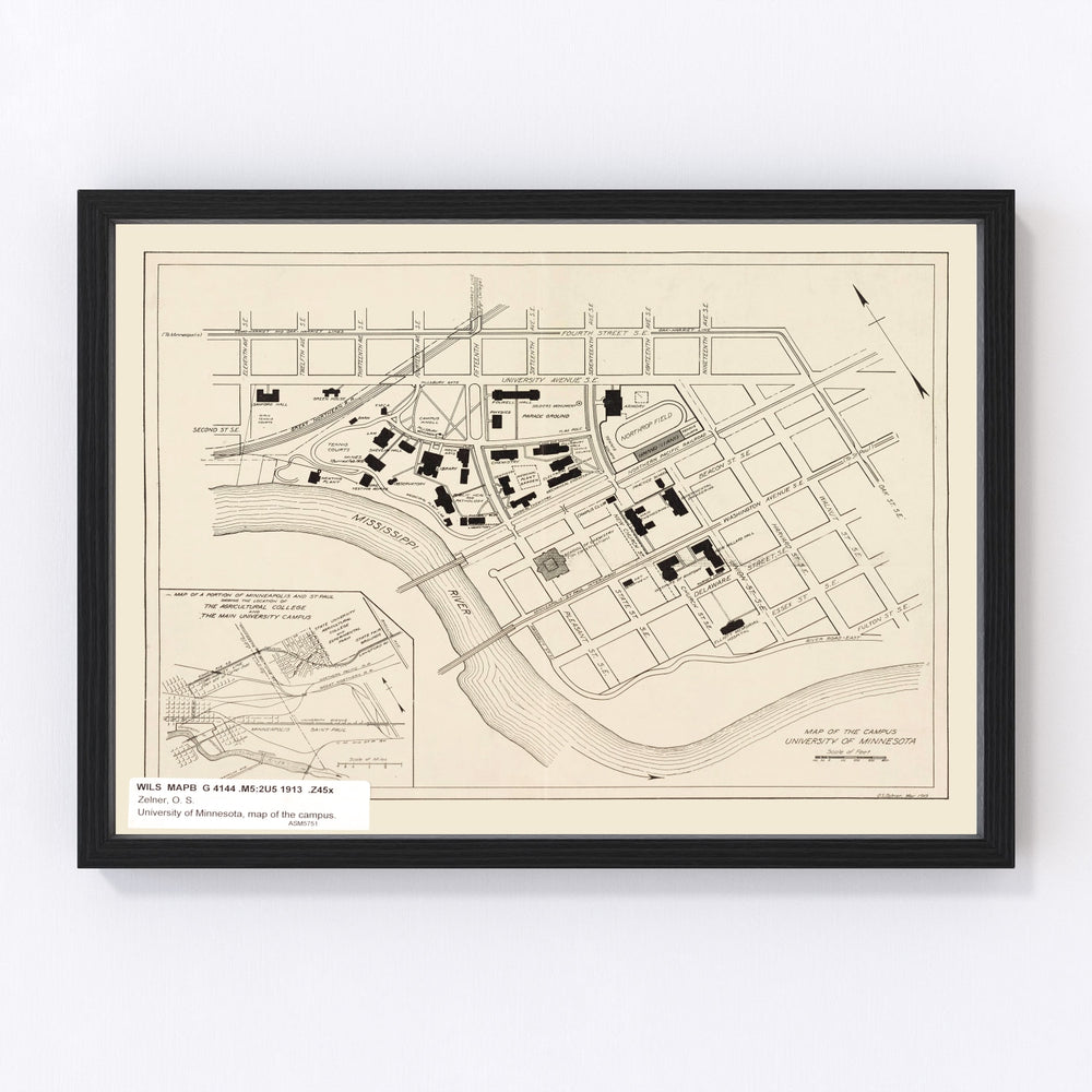 University of Minnesota Vintage Map 1913