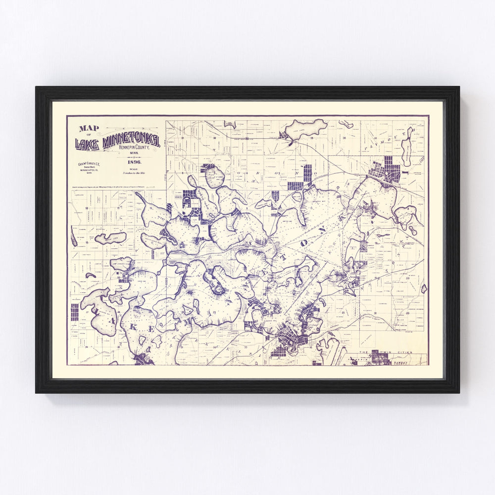 Lake Minnetonka Vintage Map 1896