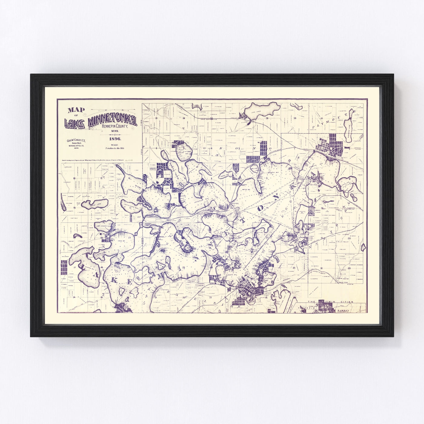 Lake Minnetonka Vintage Map 1896