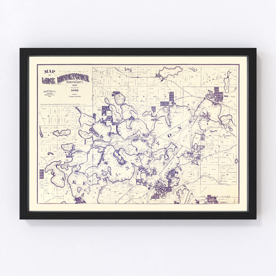 Vintage Map of Lake Minnetonka, Minnesota 1896