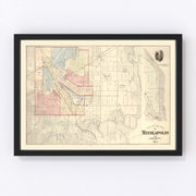 Minneapolis Vintage Map 1874