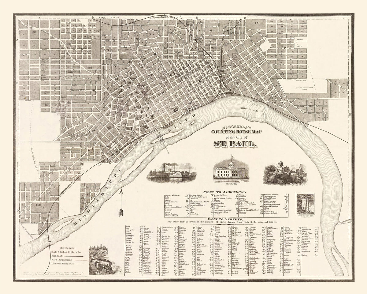 Preview of Vintage Map of St. Paul, Minnesota 1869