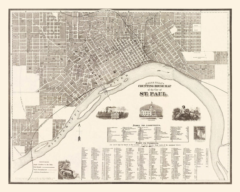 Size comparison using Vintage Map of St. Paul, Minnesota 1869