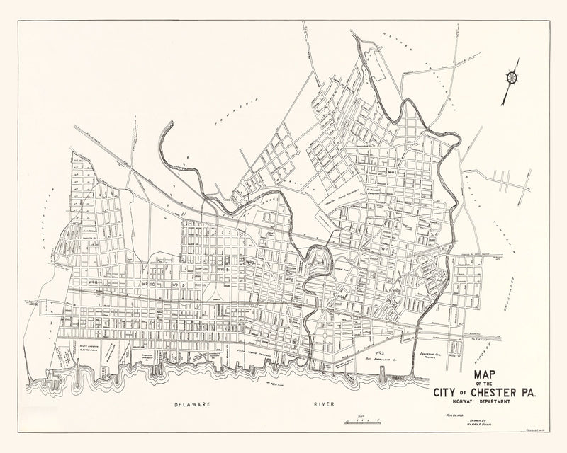 Size comparison using Vintage Map of Chester, Pennsylvania 1929