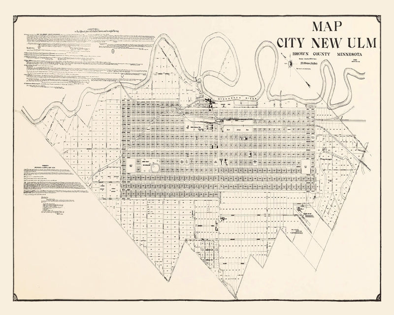 Size comparison using Vintage Map of New Ulm, Minnesota 1929