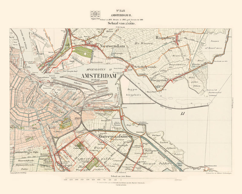Size comparison using Vintage Map of Amsterdam, Netherlands 1929