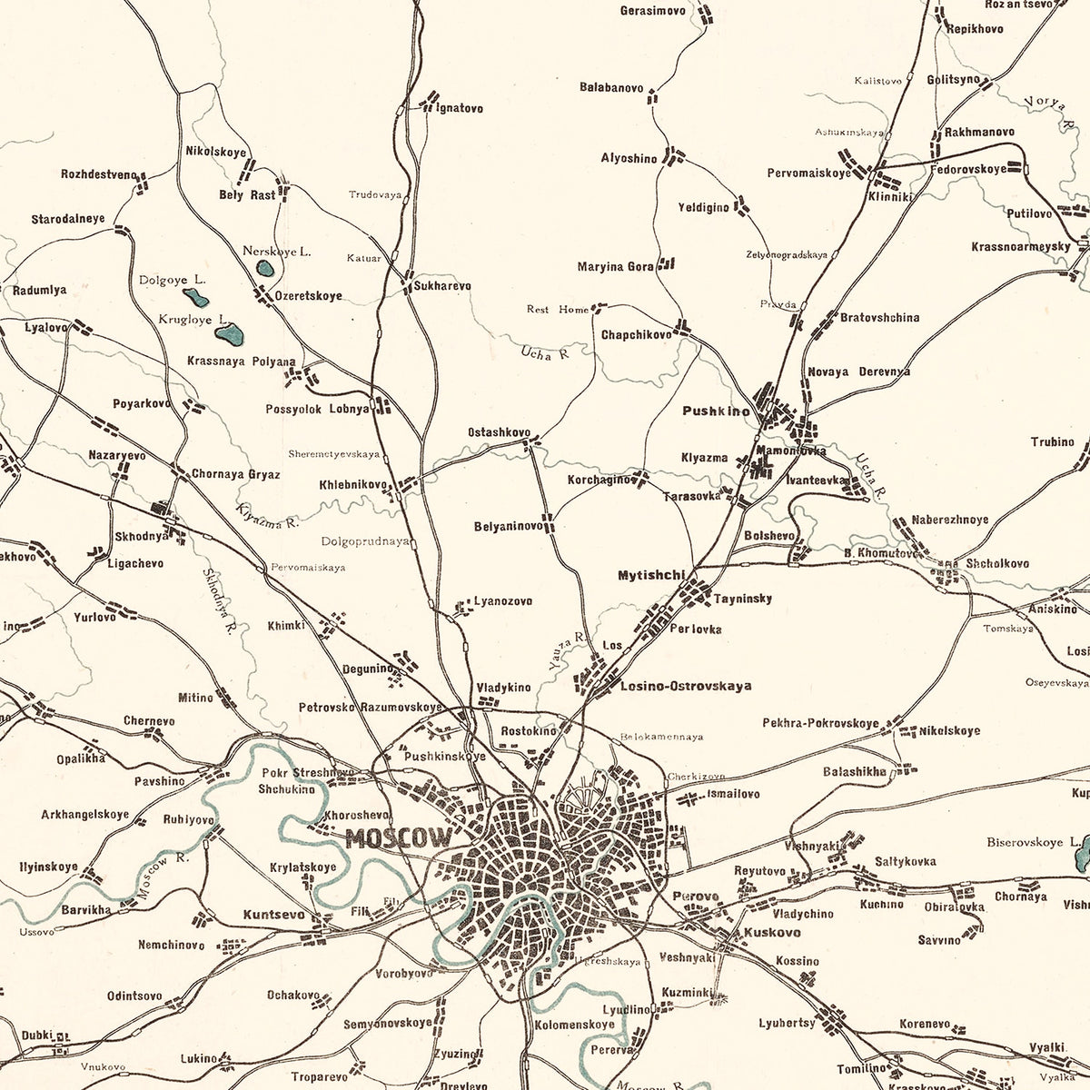 Restored historic details from the 1928 city map of Moscow