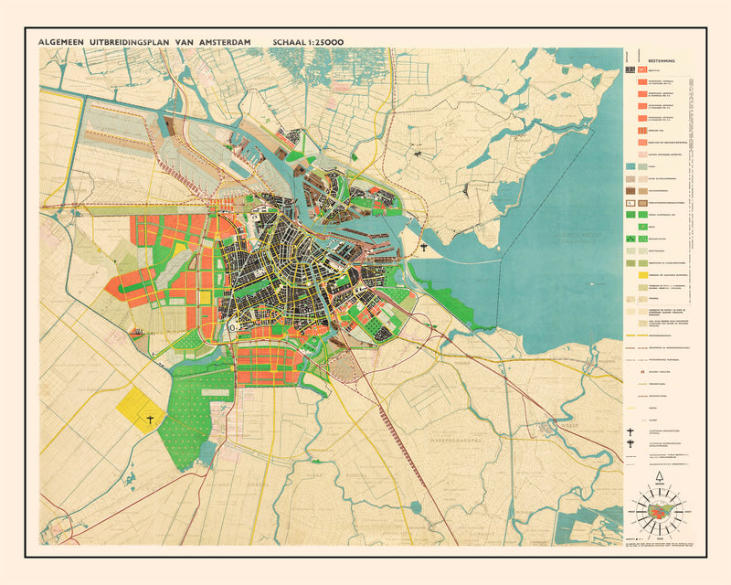 Size comparison using Vintage Map of Amsterdam, Netherlands 1927