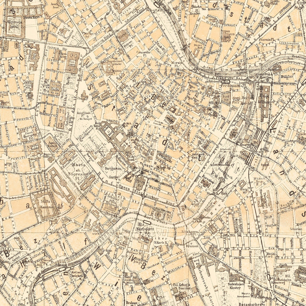Restored historic details from the 1923 city map of Vienna