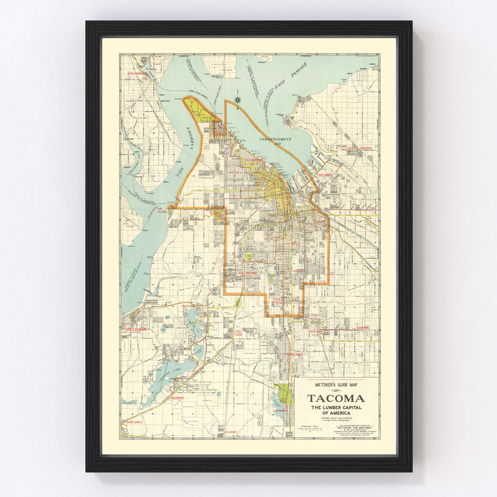 Tacoma Vintage Map 1923