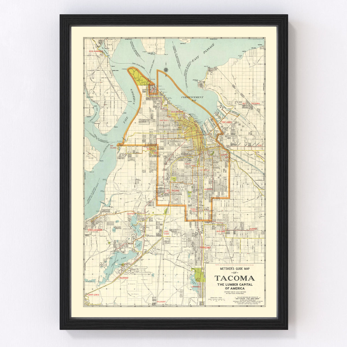 Tacoma Vintage Map 1923