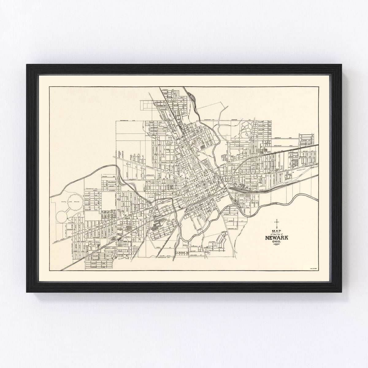 Newark Vintage Map 1921
