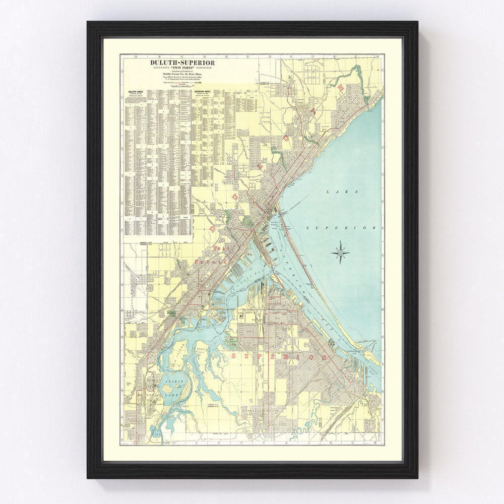 Duluth Vintage Map 1921