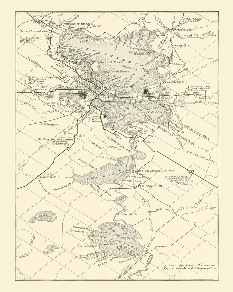 Size comparison using Vintage Map of Madison, Wisconsin 1929