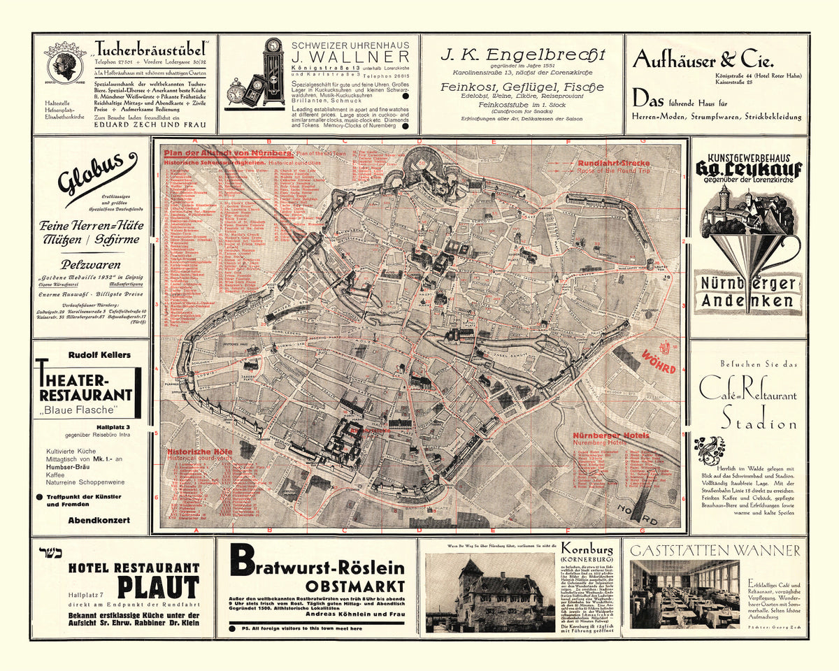 Preview of Vintage Map of Nurnberg, Germany 1920