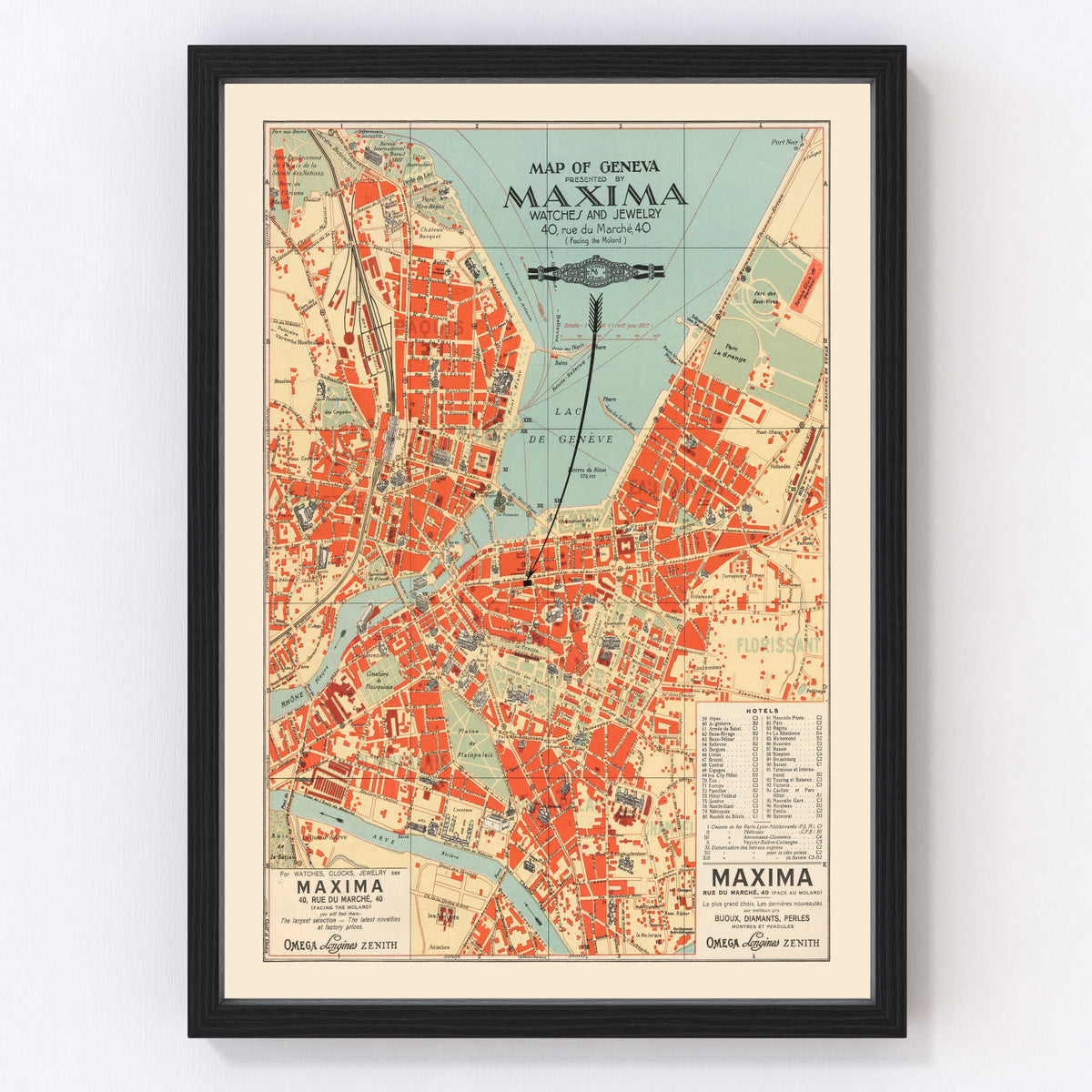 Geneva Vintage Map 1920