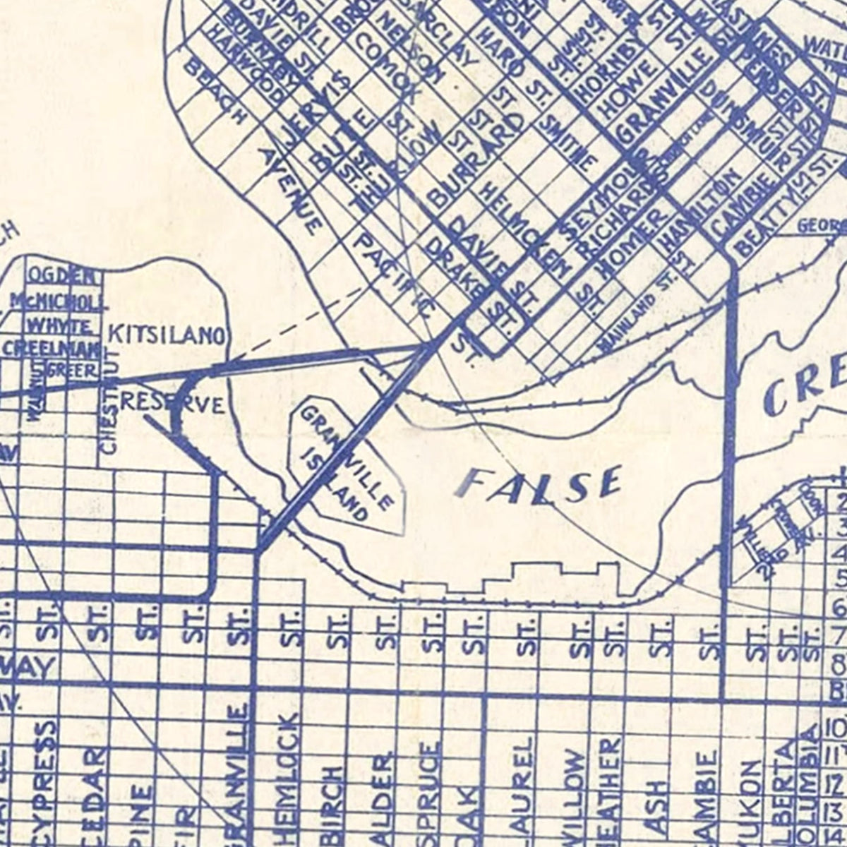 Restored historic details from the 1920 city map of Vancouver