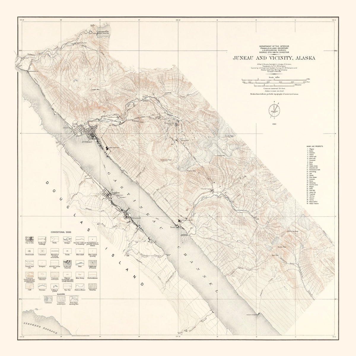 Preview of Vintage Map of Juneau, Alaska 1918