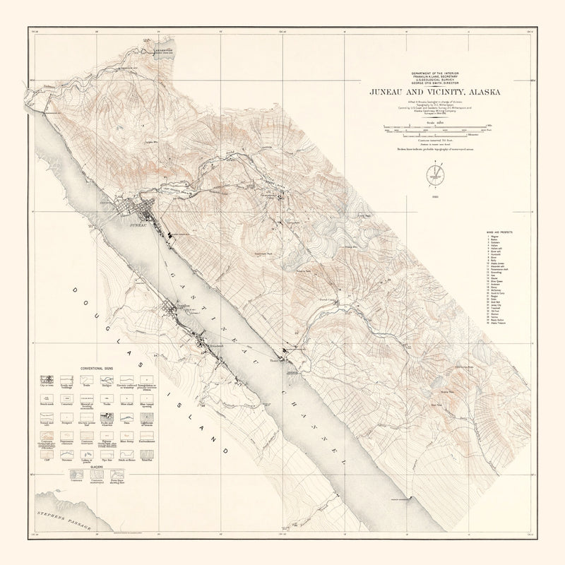 Size comparison using Vintage Map of Juneau, Alaska 1918