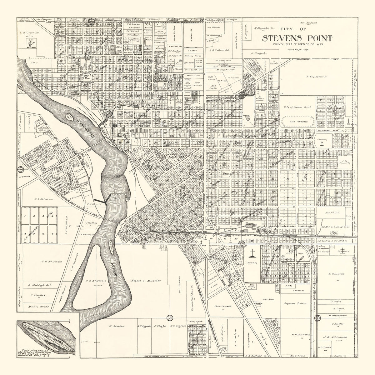 Preview of Vintage Map of Stevens Point, Wisconsin 1919