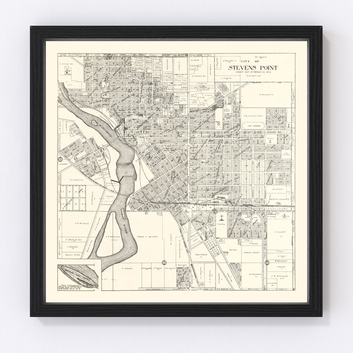 Stevens Point Vintage Map 1919