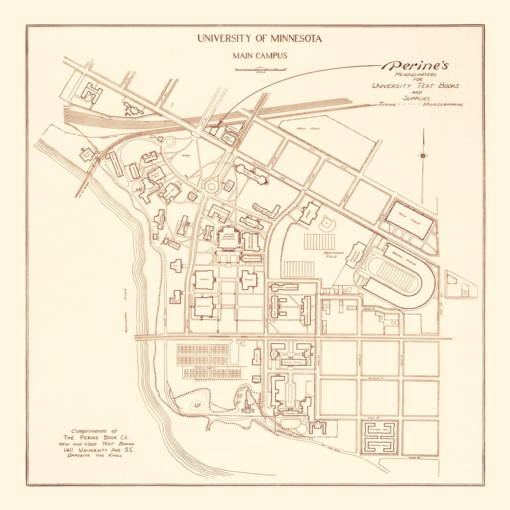University of Minnesota Map 1936 print style example