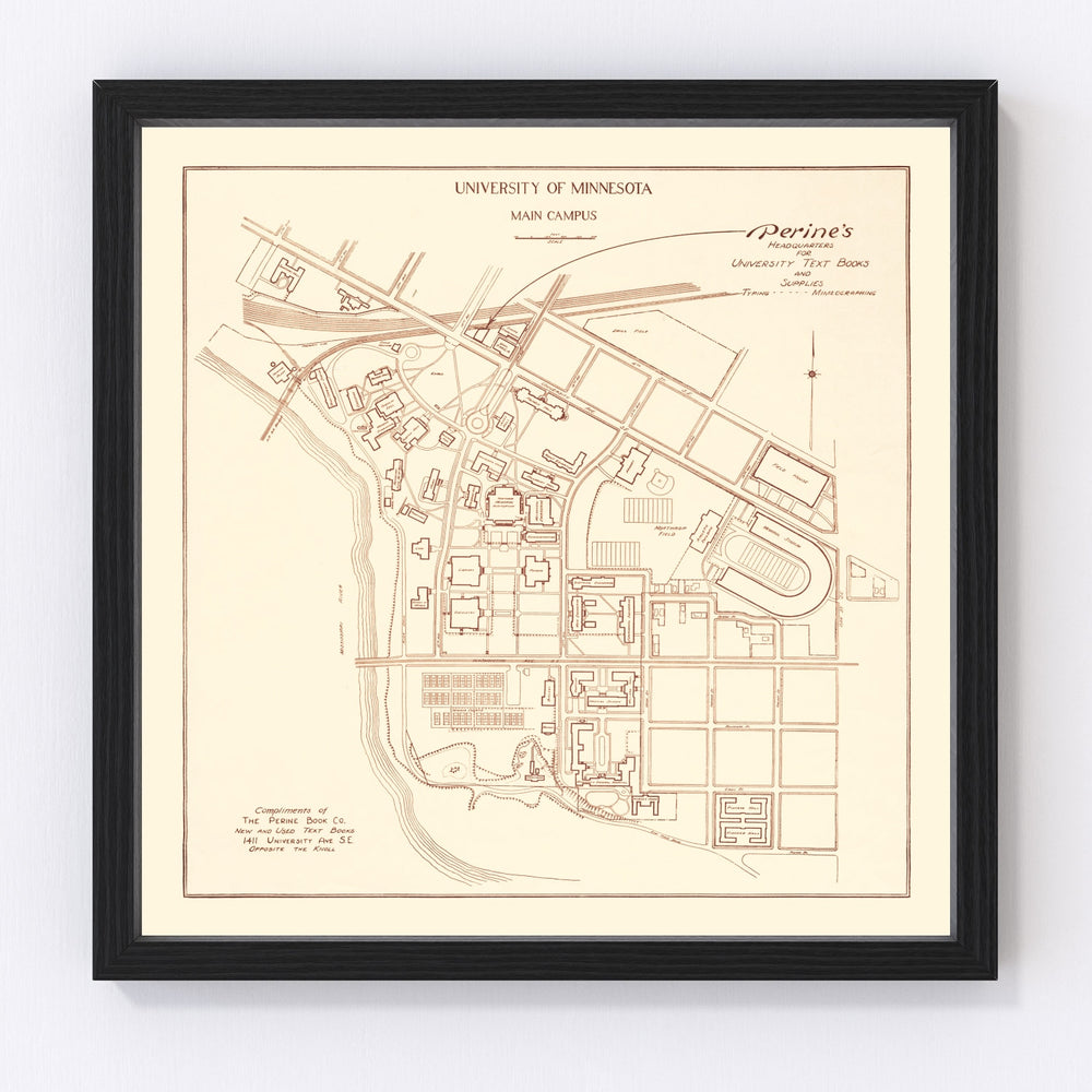 University of Minnesota Vintage Map 1936
