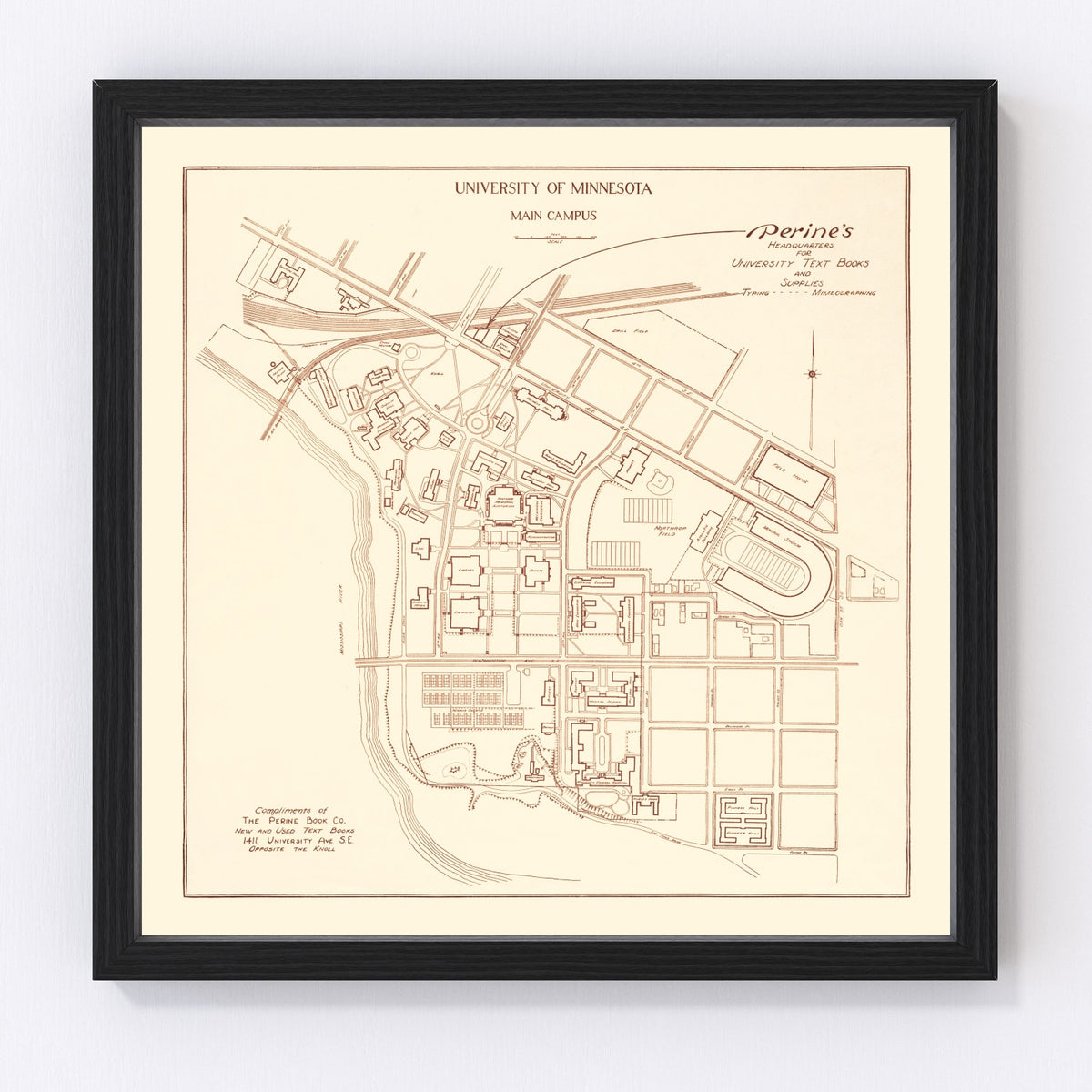 University of Minnesota Vintage Map 1936