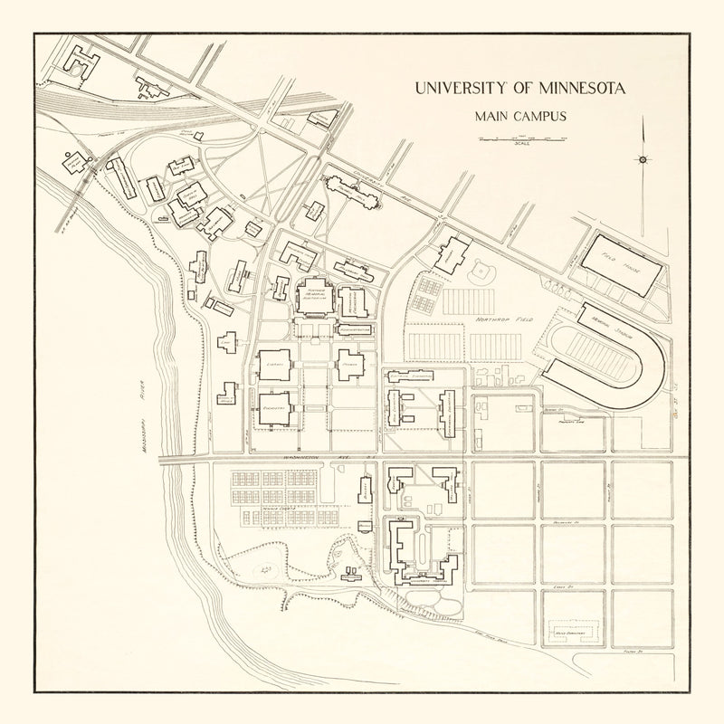 Size comparison using Vintage Campus Map of University of Minnesota 1930