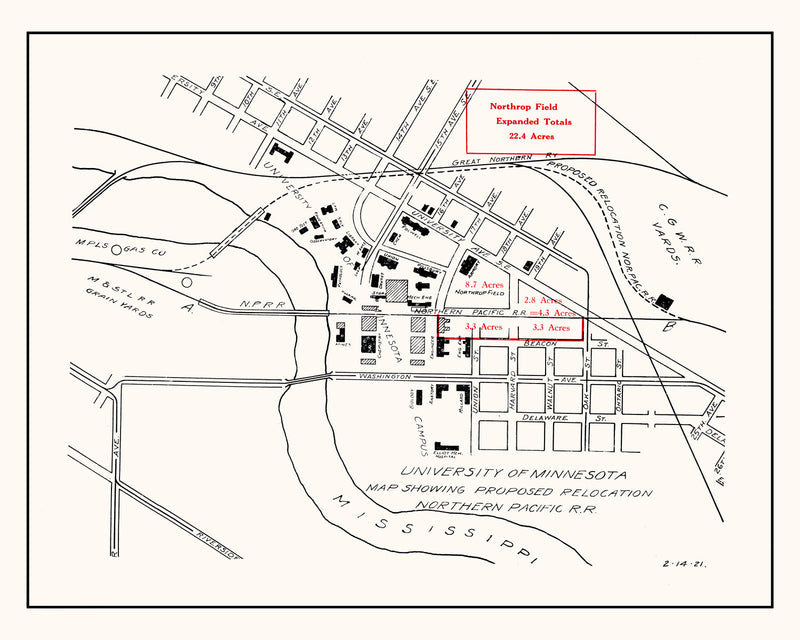 Size comparison using University of Minnesota Campus Map 1921