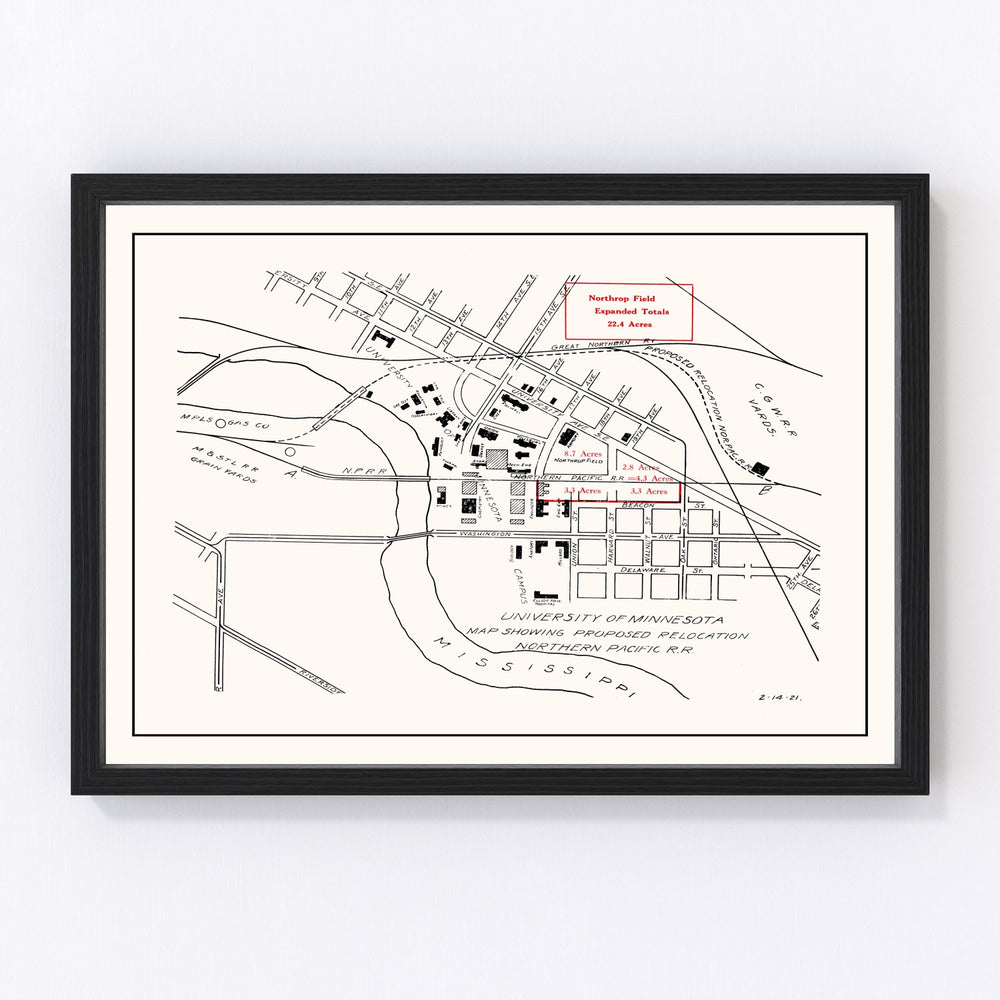 University of Minnesota Vintage Map 1921