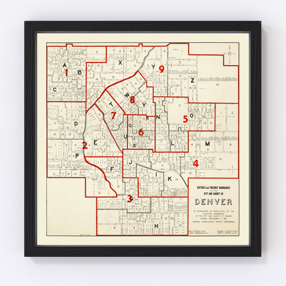 Denver County Vintage Map 1937