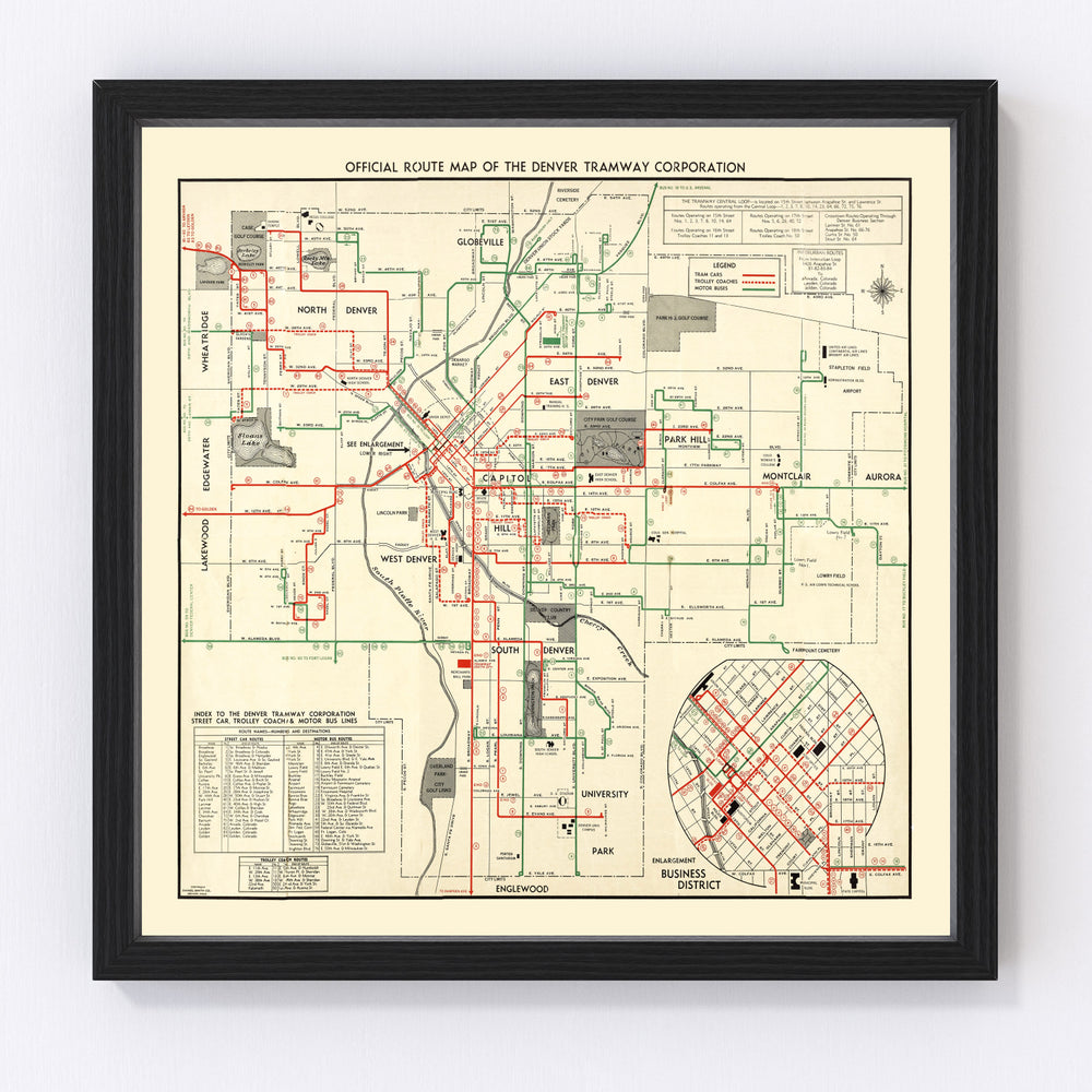 Denver Vintage Map 1933