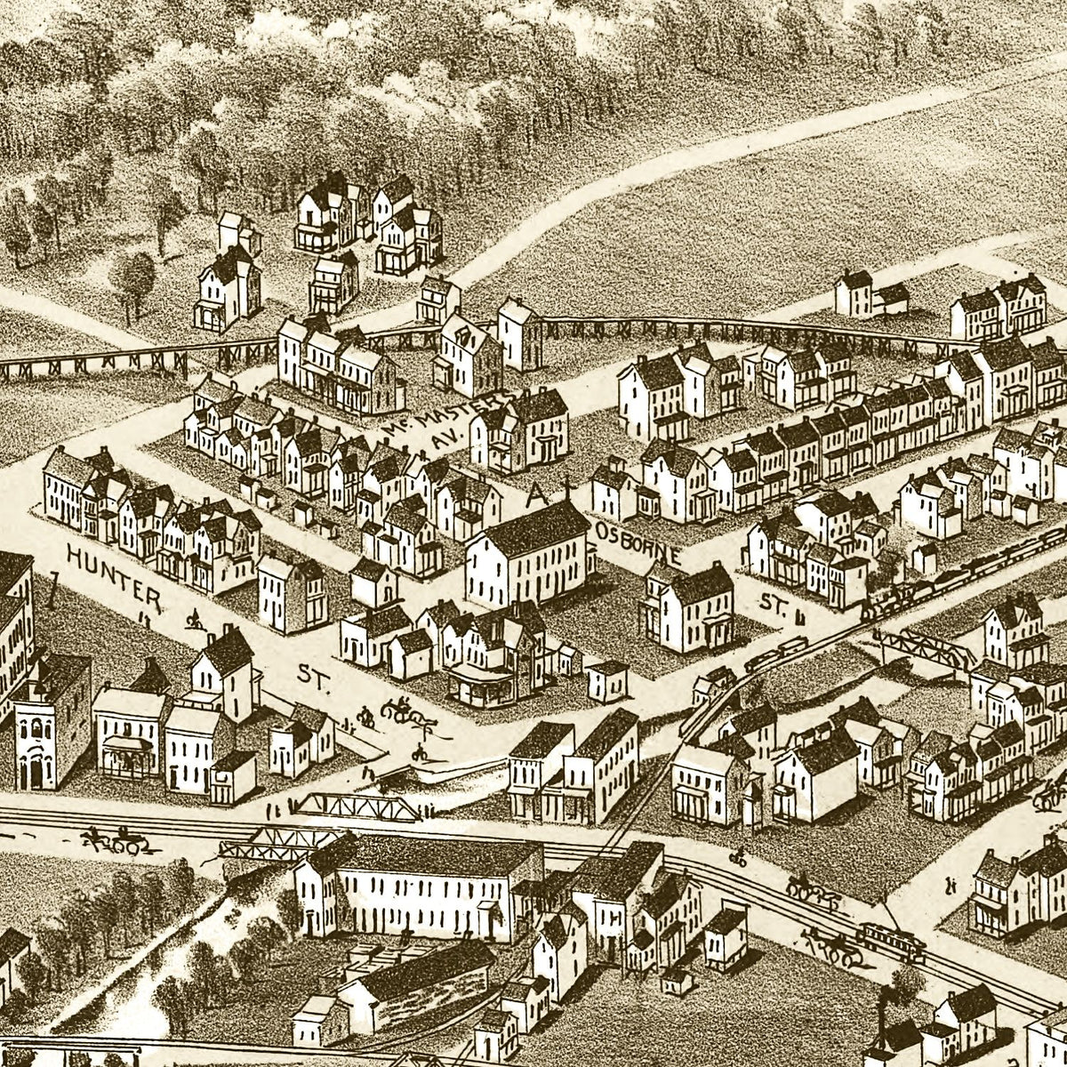 Restored historic details from the 1897 city map of Turtle Creek, Pennsylvania