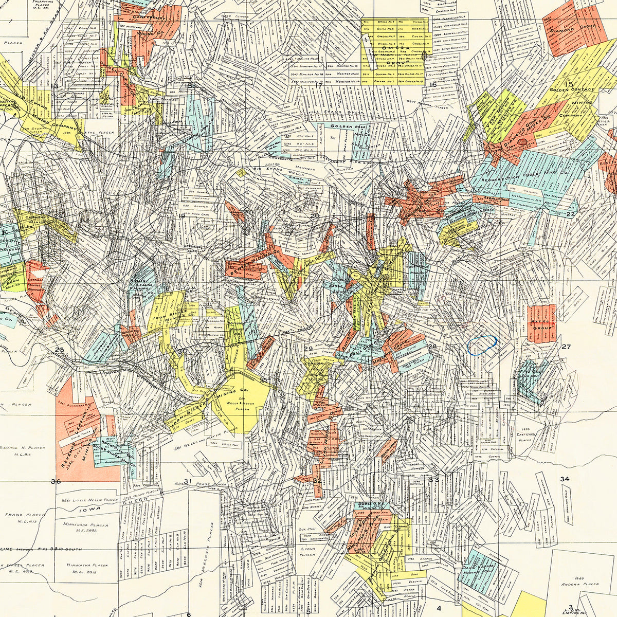 Restored historic details from the 1901 misc. attraction map of County, Colorado