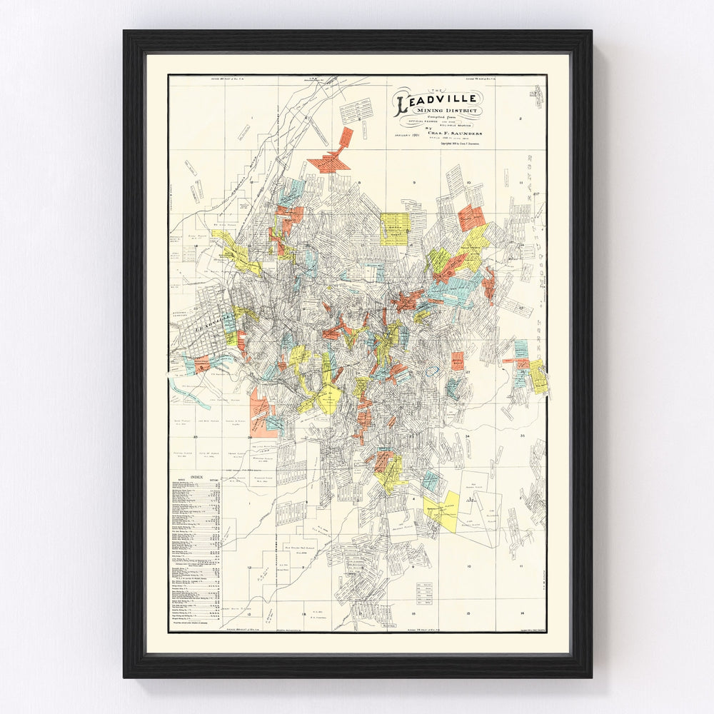 Leadville Mining District Vintage Map 1901
