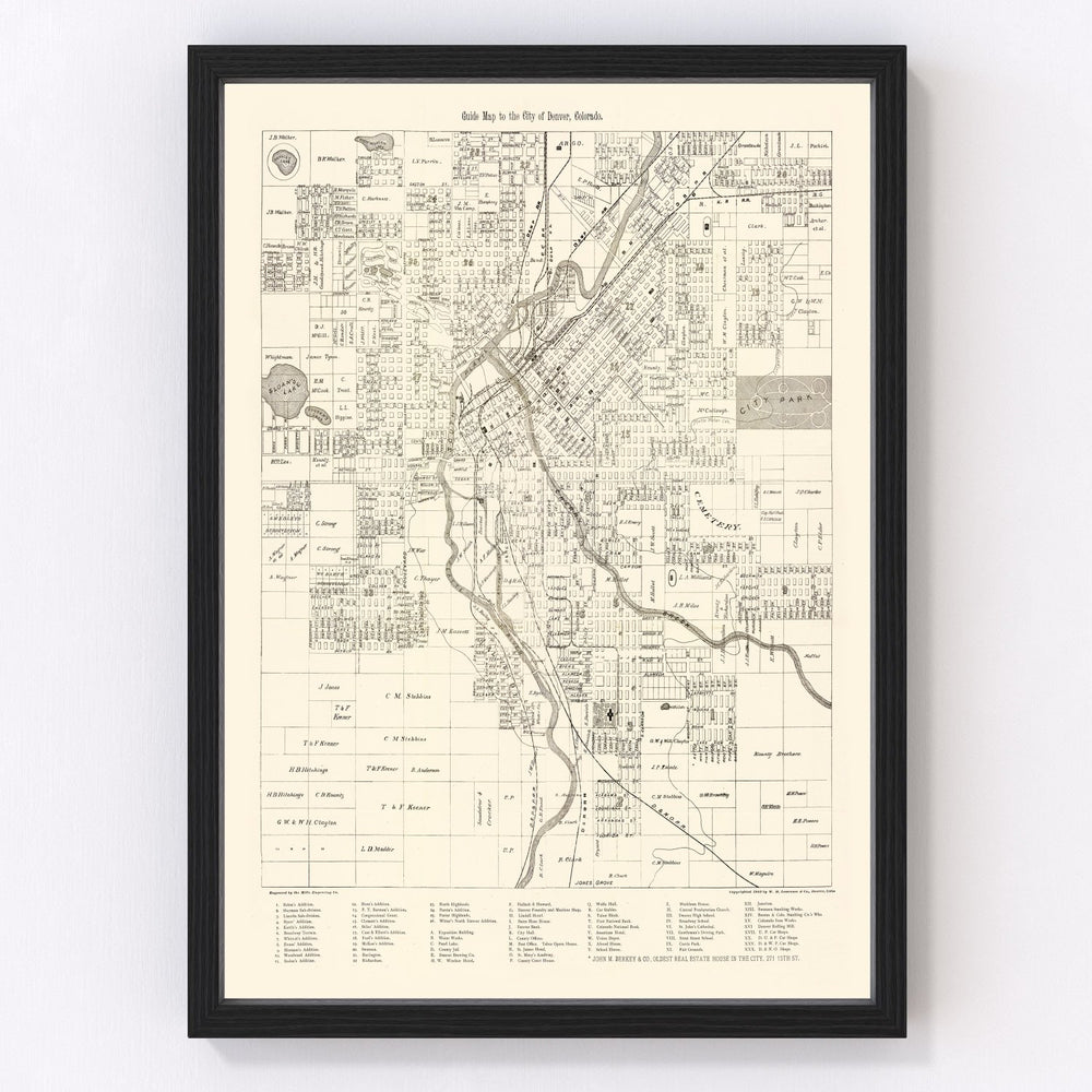 Denver Vintage Map 1882