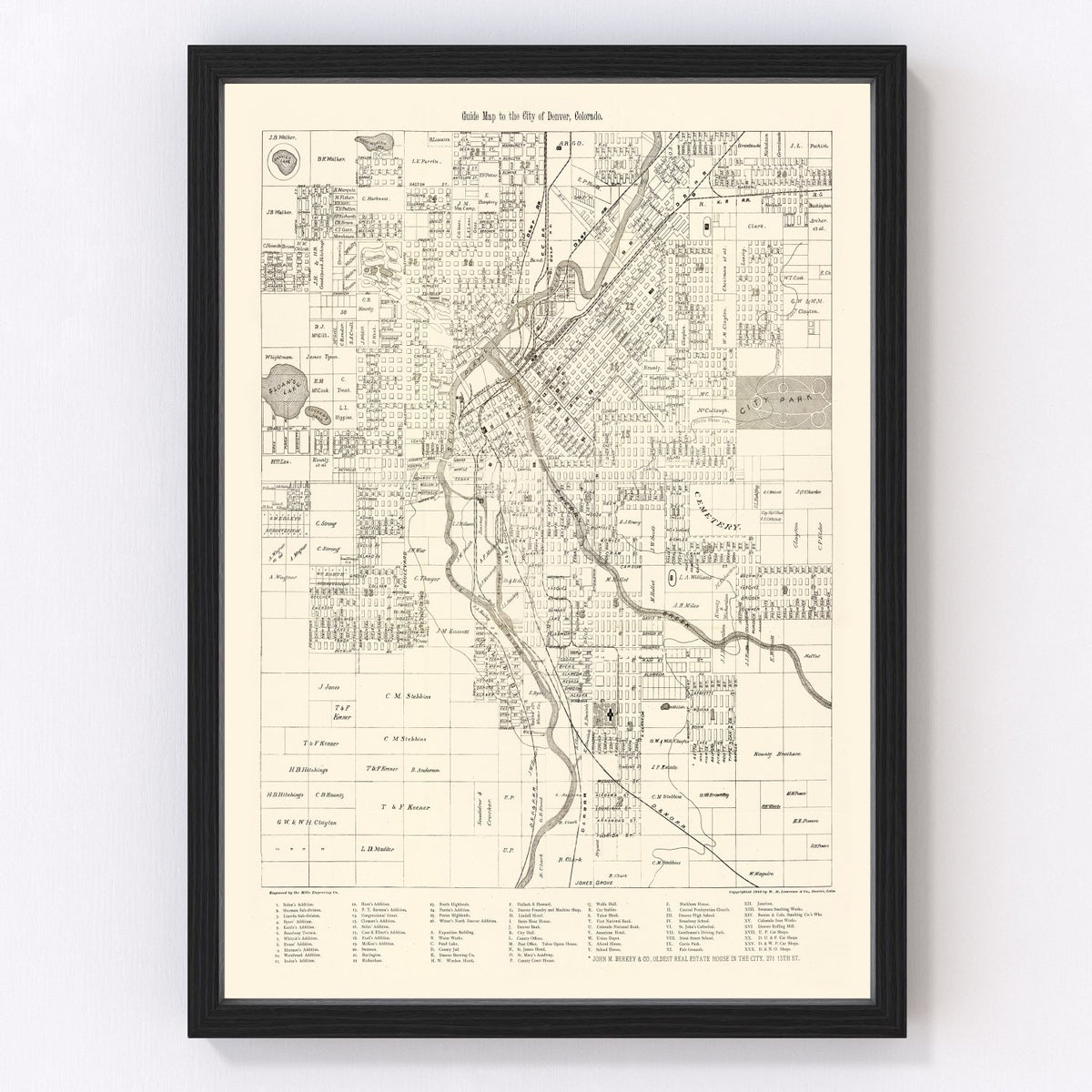 Denver Vintage Map 1882